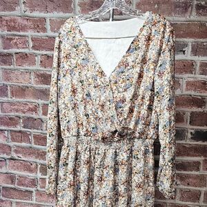 Women's ALLABREVE V Neck Floral Tiered Dress Size 3XL